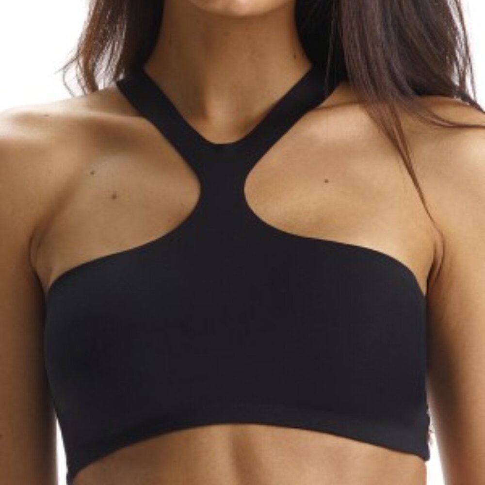 Commando Neoprene Y-Front Crop Top - Black - Black / S